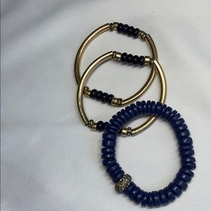 Brushed gold and blue bracelet set